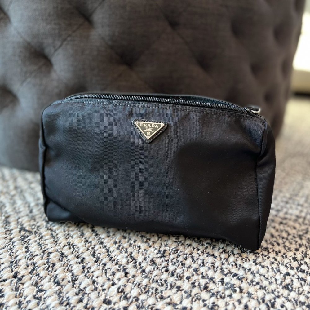 AUTHENTIC Prada Black Nylon Large Pouch